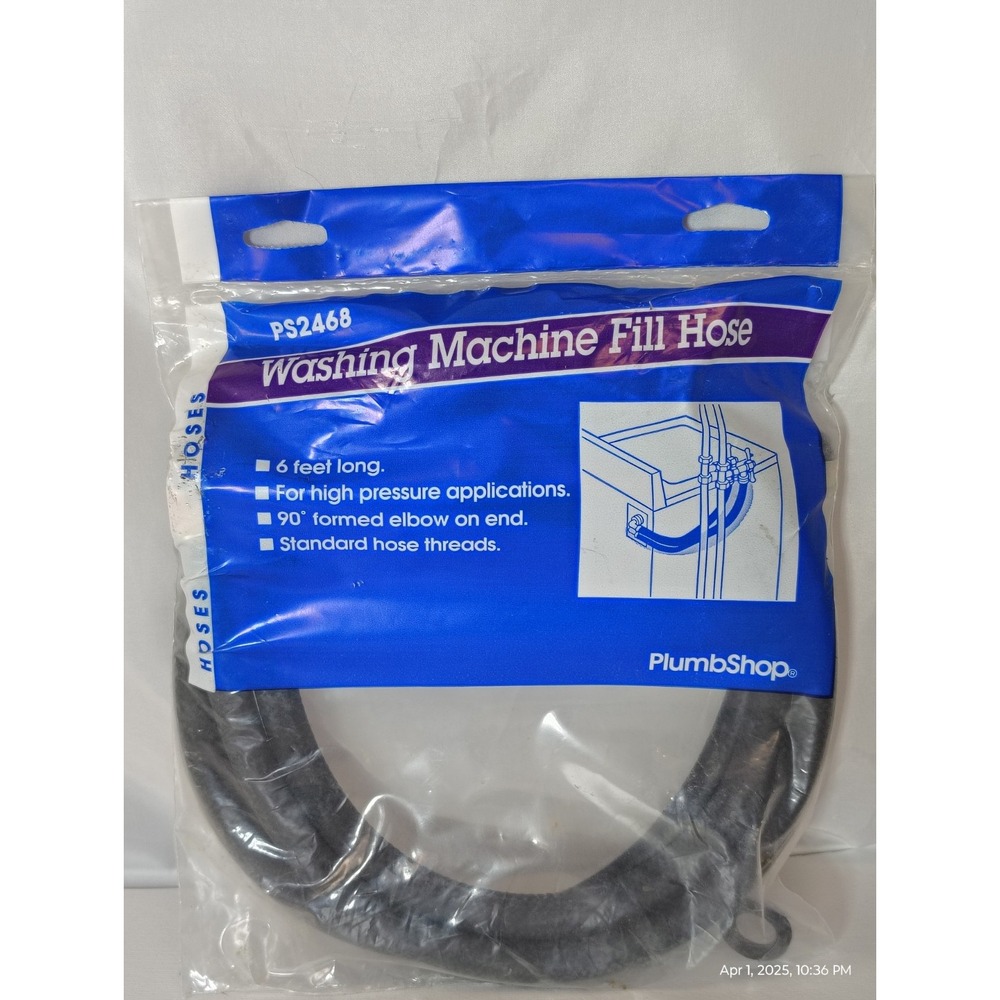 Washing Machine Fill Hose 6 ft with Threaded 90°Elbow High Pressure Washer Hose